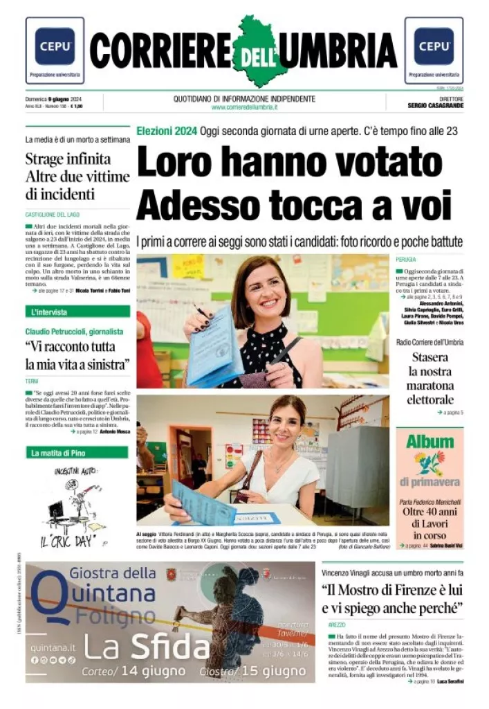 Prima-pagina-corriere umbria-del-2024-06-09